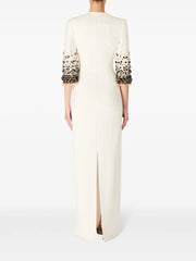V-neck column dress with embellished sleeves – IVIRY