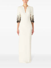 V-neck column dress with embellished sleeves – IVIRY