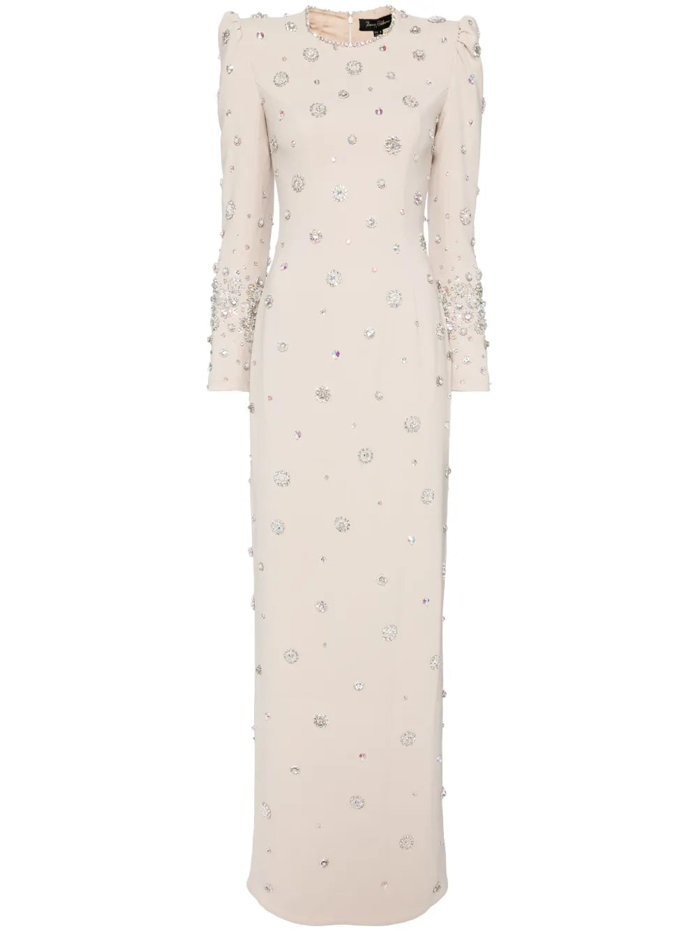 embellished long-sleeve gown with crystal accents – Joreen