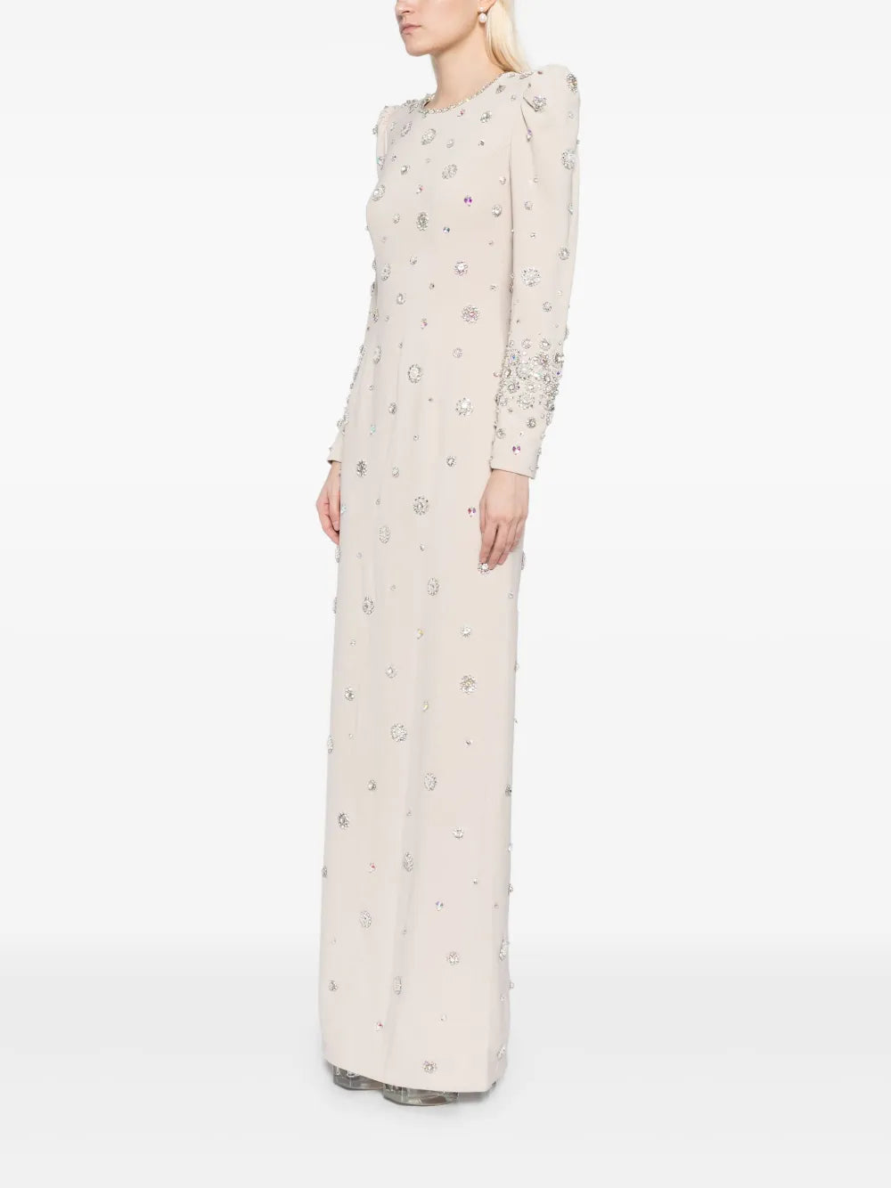 embellished long-sleeve gown with crystal accents – Joreen