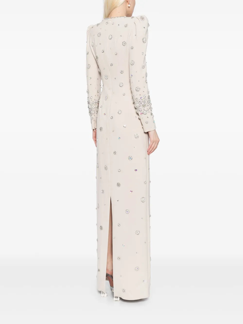 embellished long-sleeve gown with crystal accents – Joreen