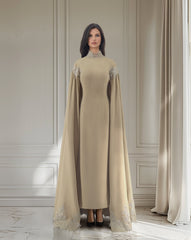 Column dress with maxi sleeves - back cape - Qlooza