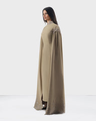 Column dress with maxi sleeves - back cape - Qlooza