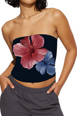 Floral Print Strapless Tube Top