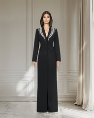 Blazer black dress with beaded shoulders-Fanie