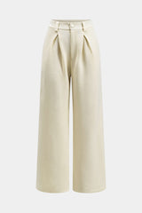 Button Sleeveless Top And Pleated Wide Leg Trousers Set