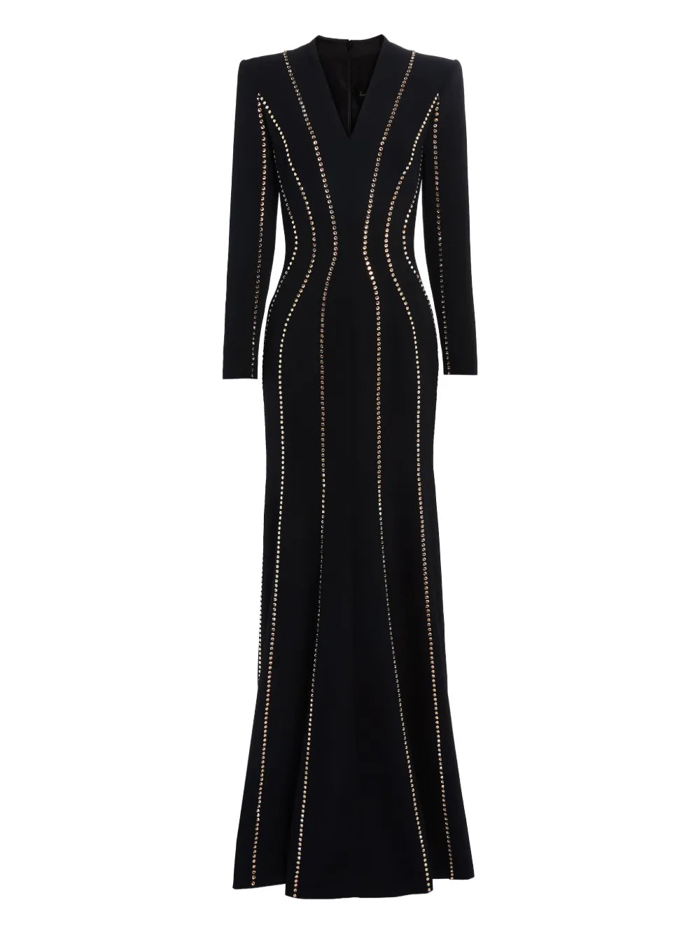 long-sleeve gown with contour stud detailing – ASTRID