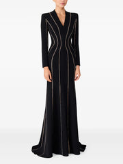 long-sleeve gown with contour stud detailing – ASTRID