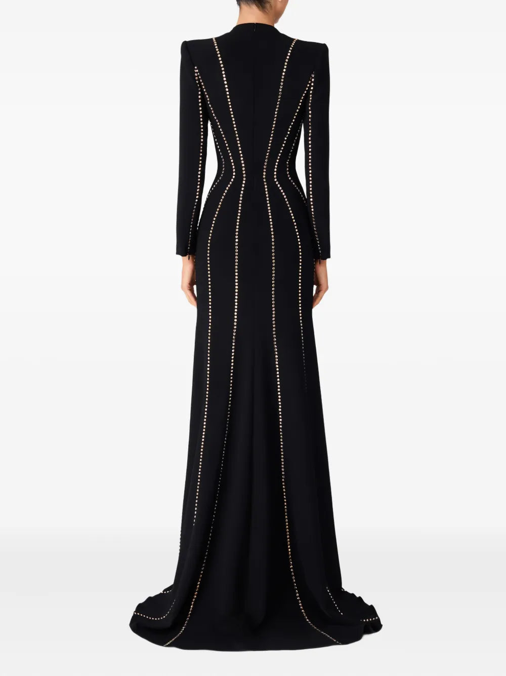 long-sleeve gown with contour stud detailing – ASTRID