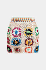 Knit Contrast Cut Out Skirt