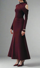 one-sleeve draped satin dress with cut-out shoulder - Magena