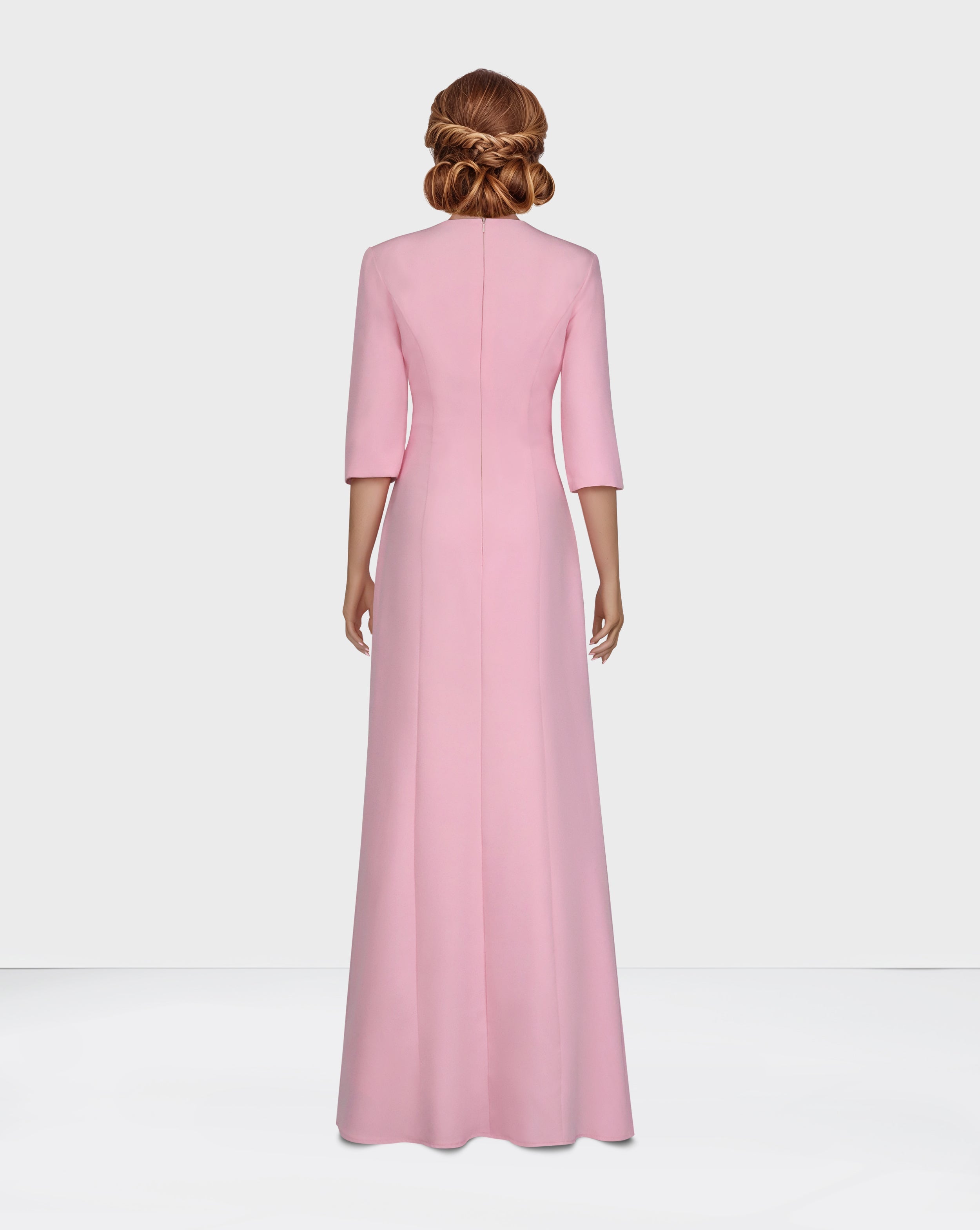 Sequinned neckline - long floor length pink dress