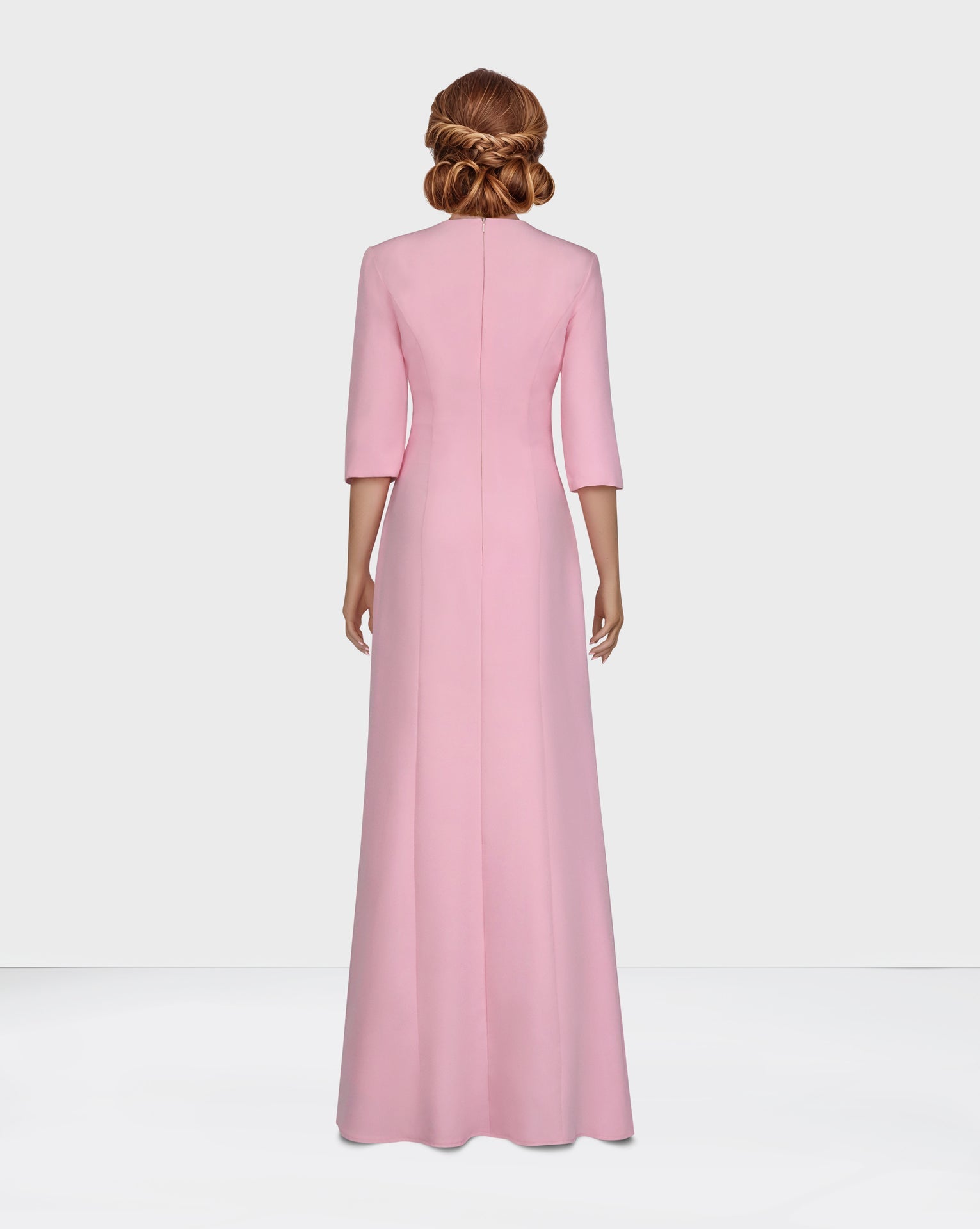 Sequinned neckline - long floor length pink dress