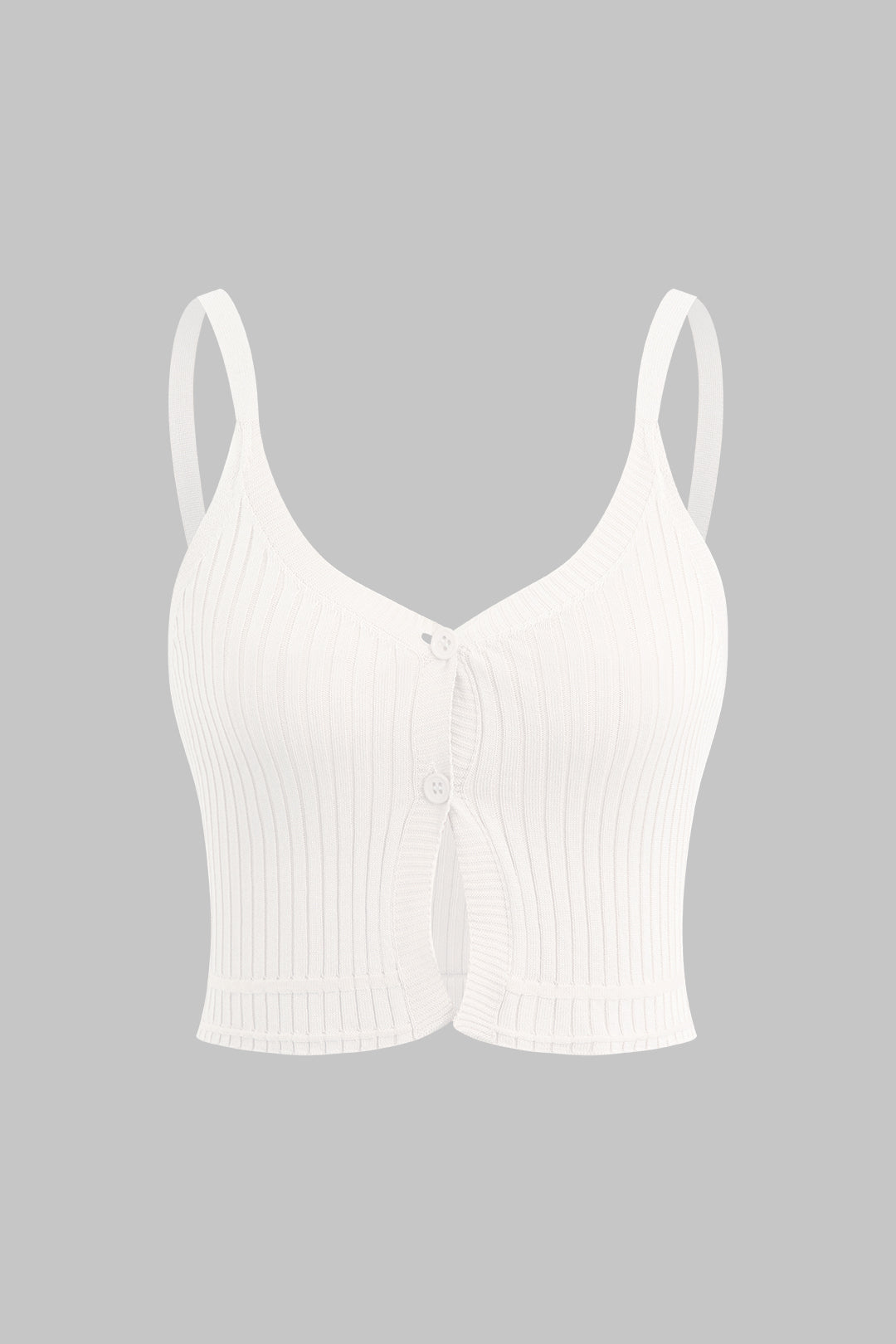 Ribbed Knit Button Cami Top