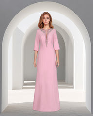 Sequinned neckline - long floor length pink dress
