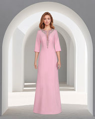Sequinned neckline - long floor length pink dress