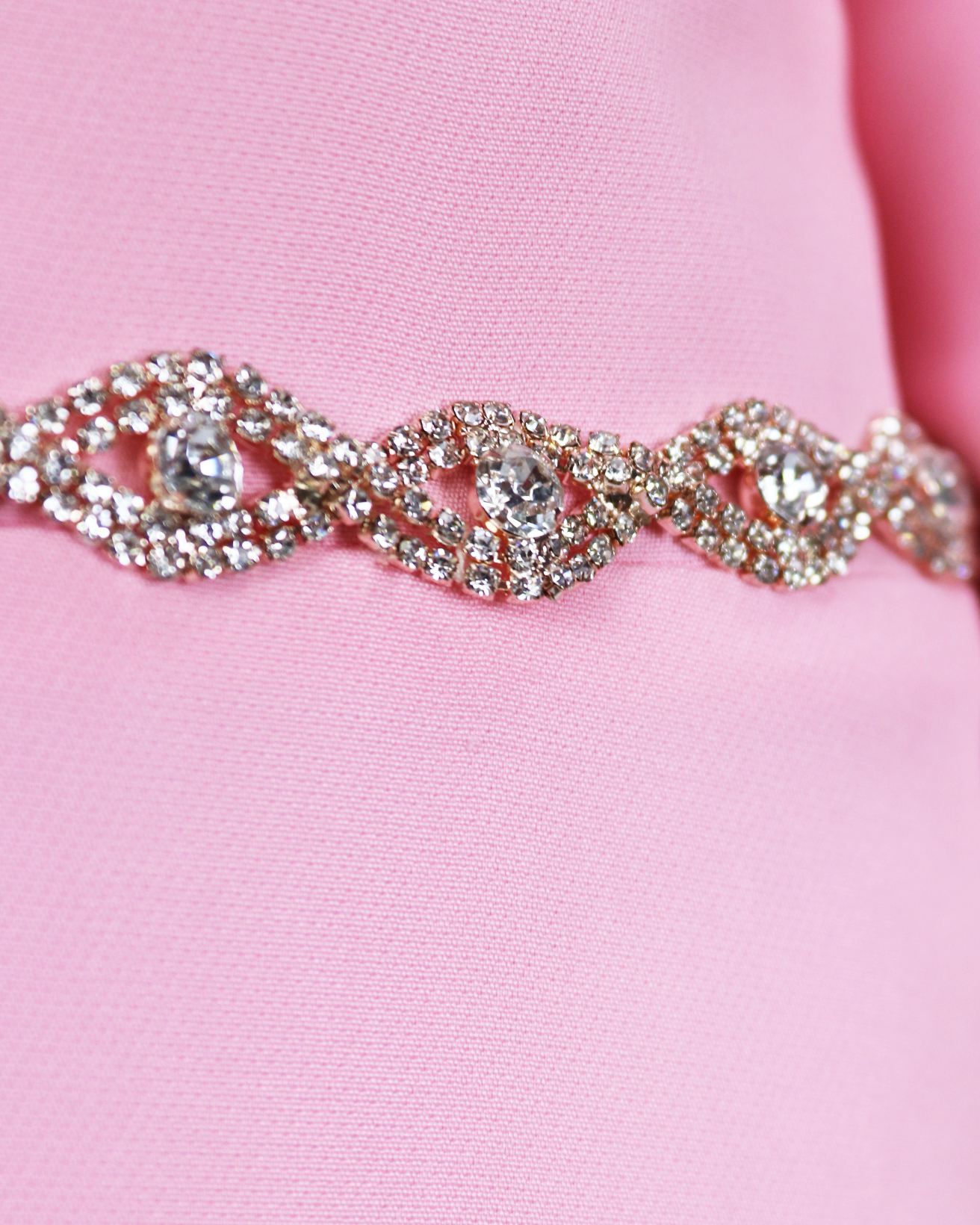 Beaded neckline - long floor length pink dress-Oberon