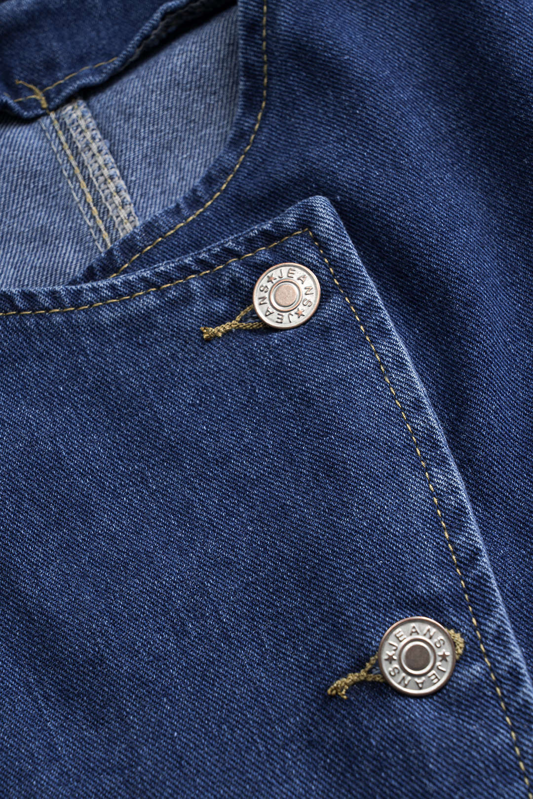 Denim Button Vest And Wide Leg Jeans Set