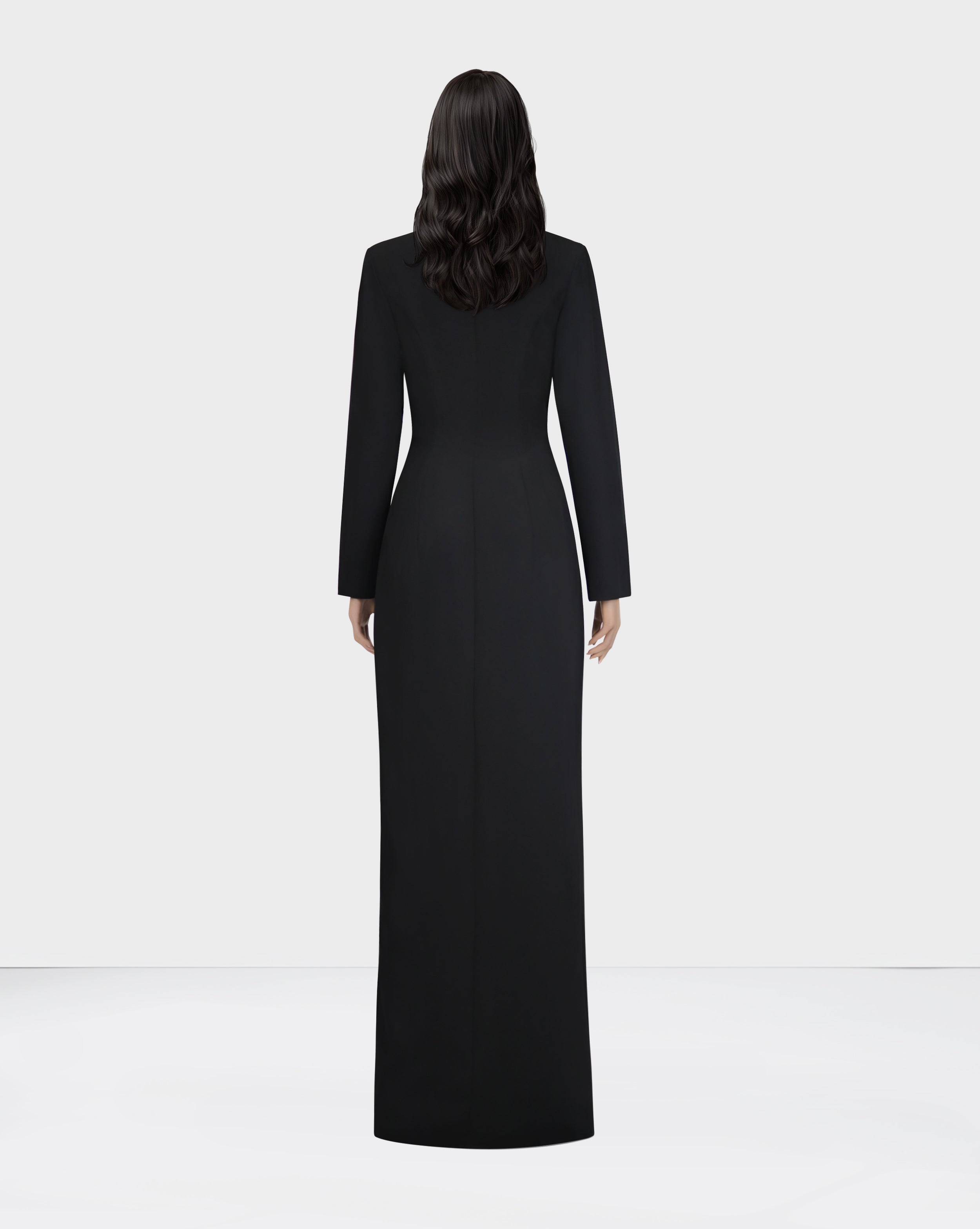 Blazer black dress with beaded shoulders-Fanie