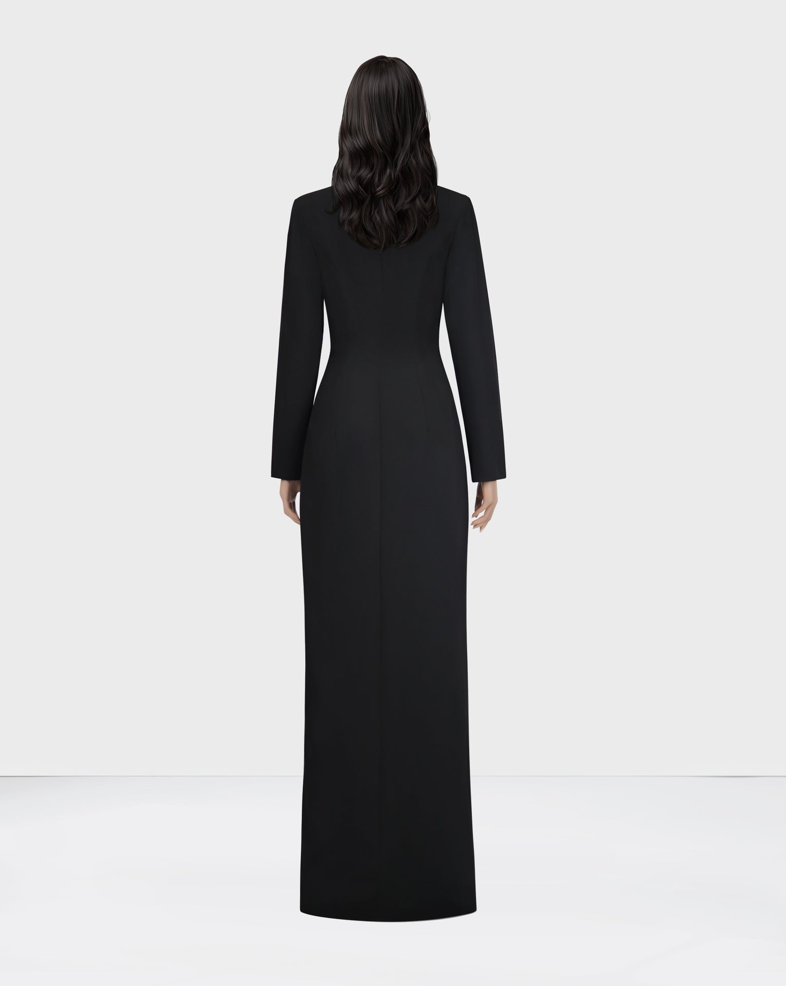 Blazer black dress with beaded shoulders-Fanie