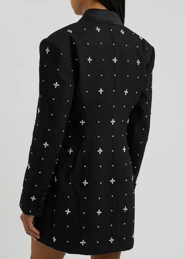 Embellished blazer mini dress with satin lapels – STEERLA