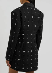 Embellished blazer mini dress with satin lapels – STEERLA