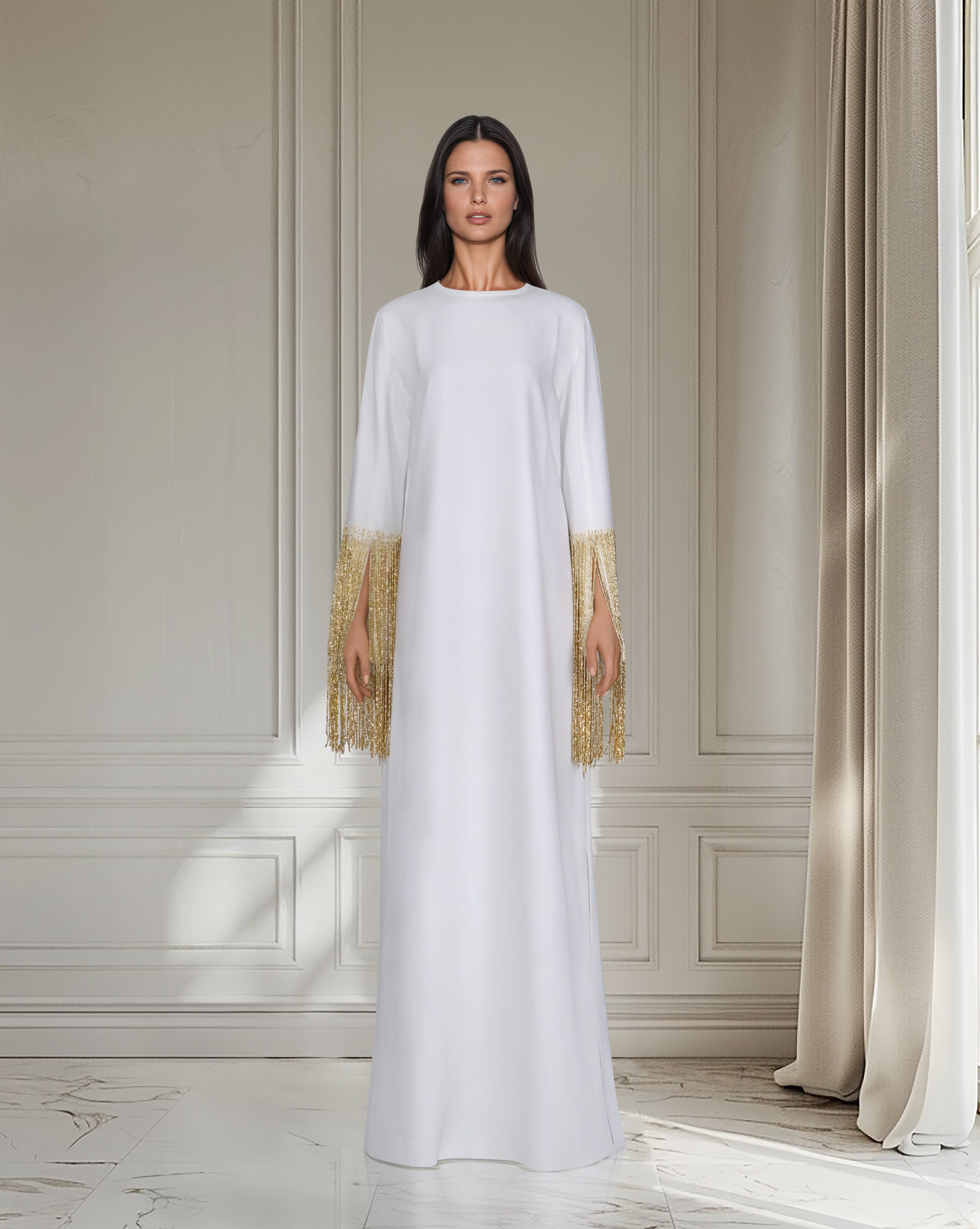 Loose dress with beaded sleeves - ZAYDIN