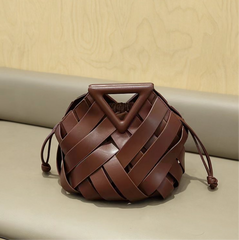 woven leather triangle-handle crossbody bag - Ahrana