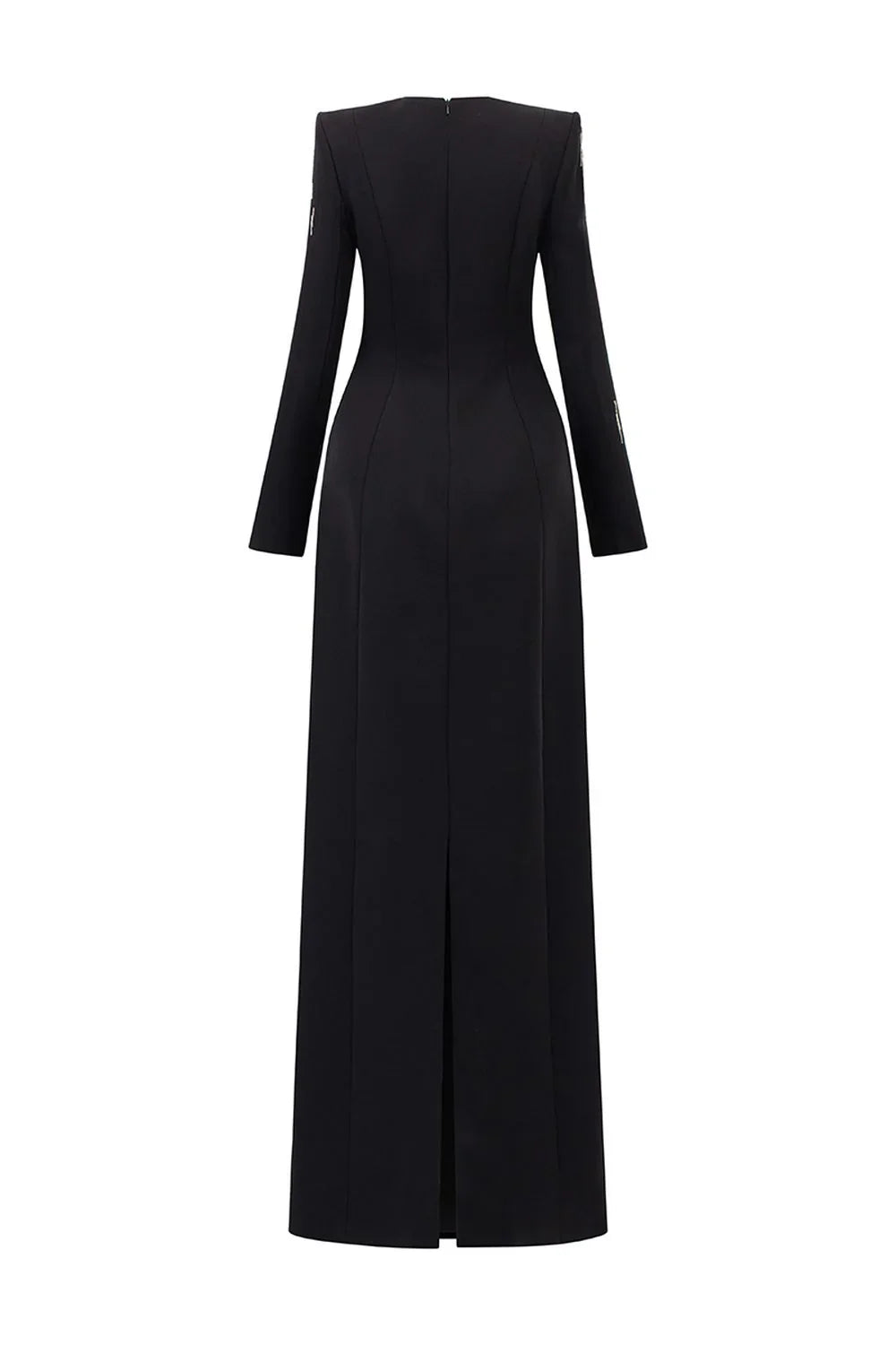 Long-Sleeve Column Dress with Metallic Embellishments - STELLAR