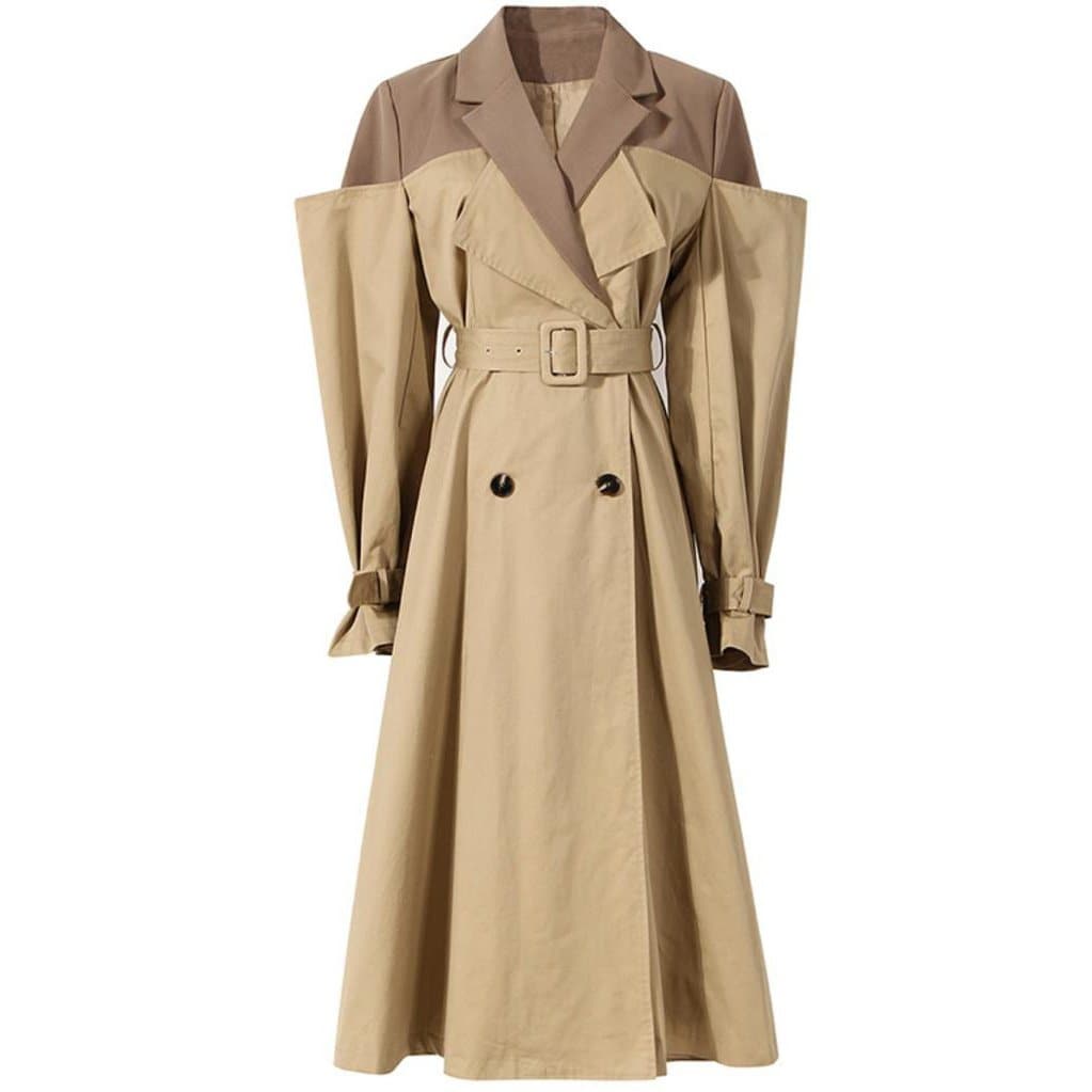 off-shoulder trench coat with contrast lapel - Alice
