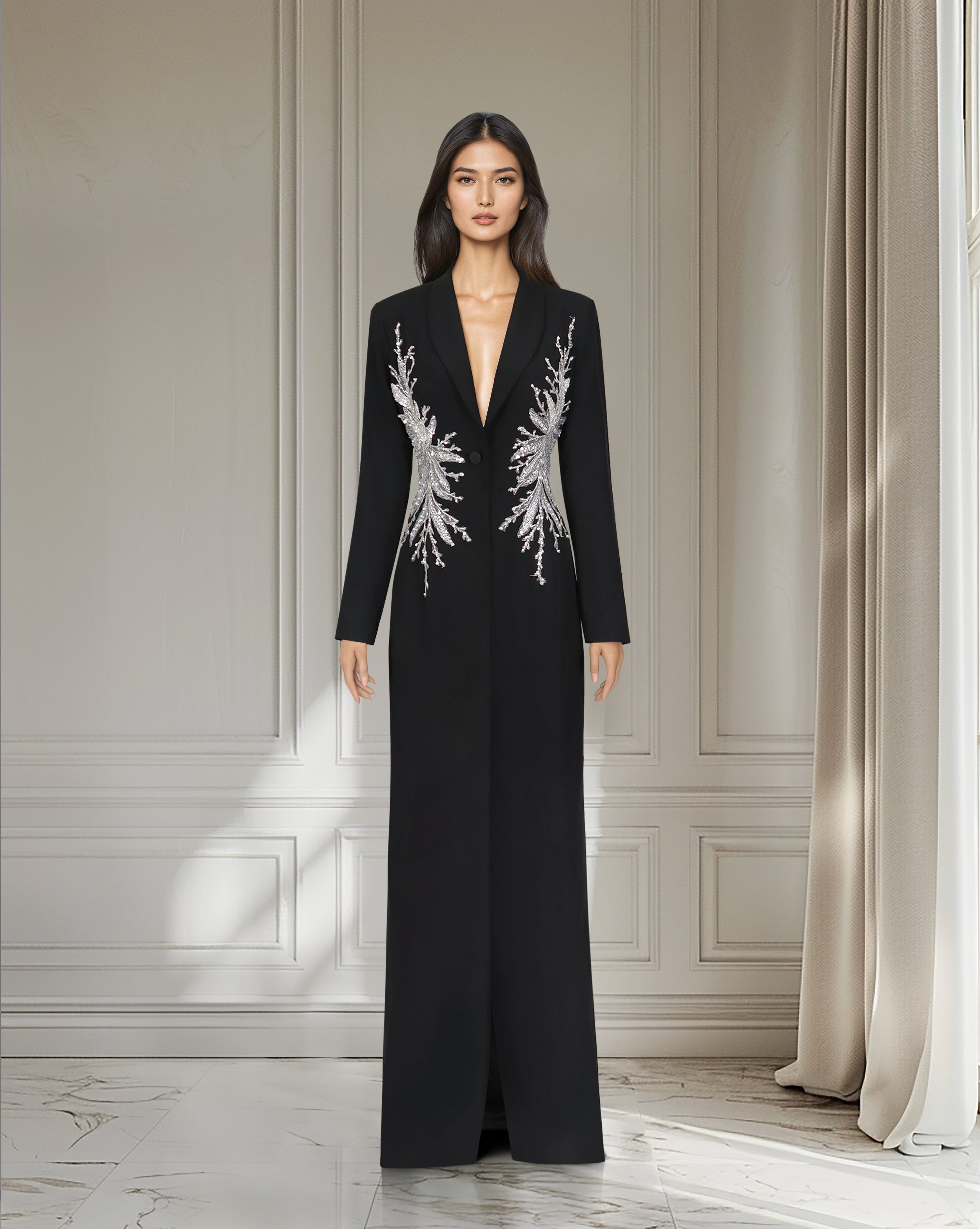 Sequined blazer black dress