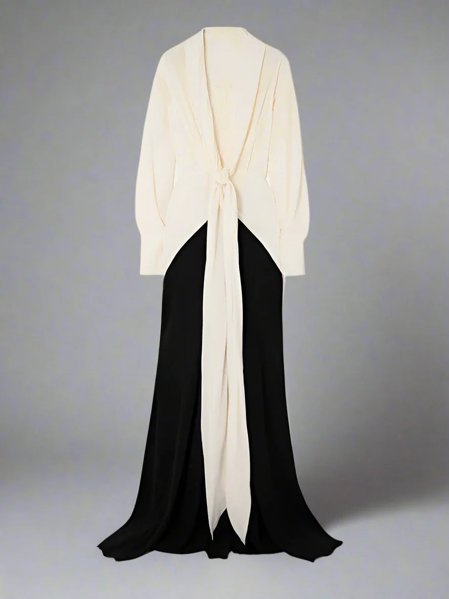 two-tone knotted drape gown – Slven