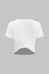 Abstract Print Ruched Short Sleeve T-shirt