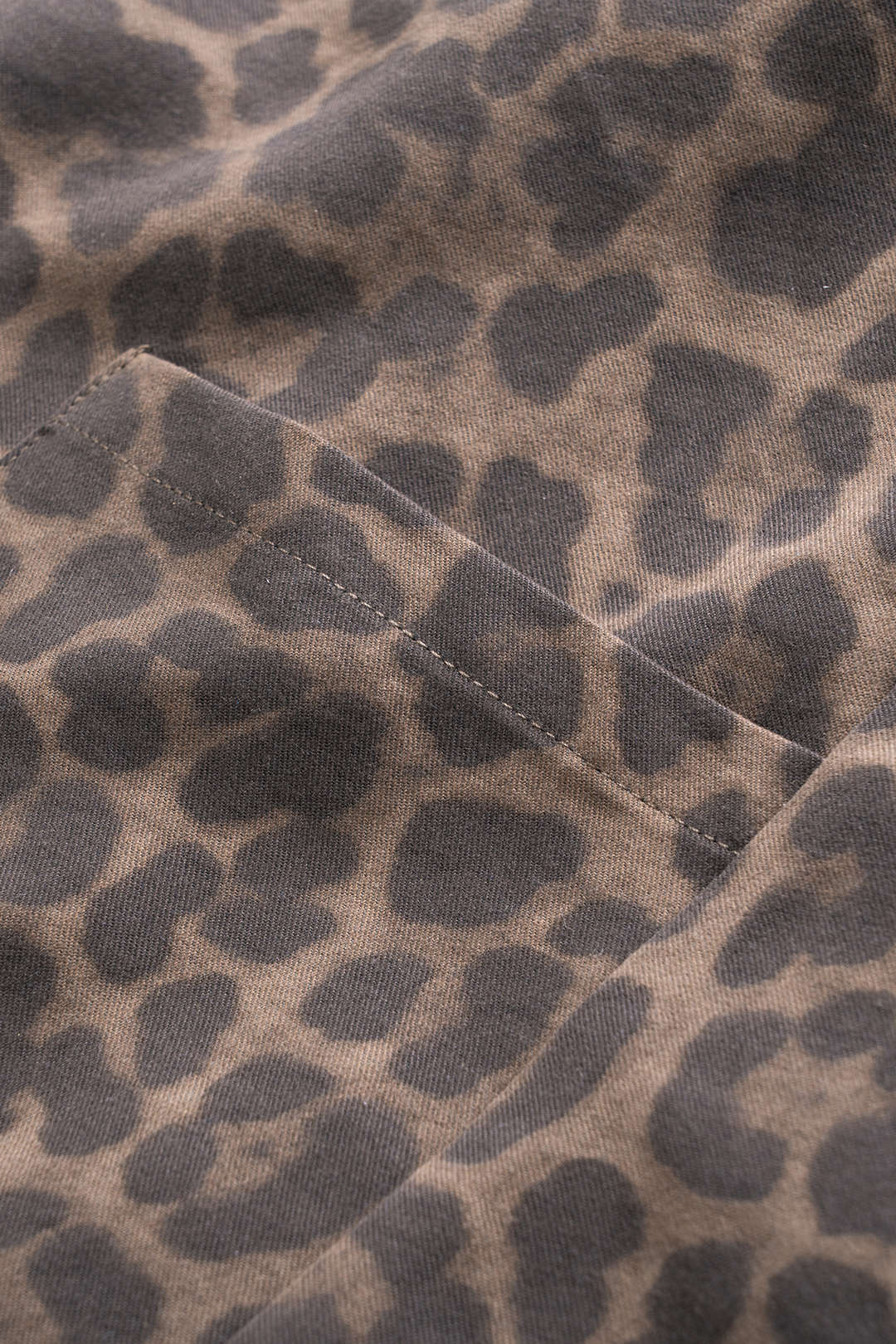 Leopard Print Denim Wide Leg Pants