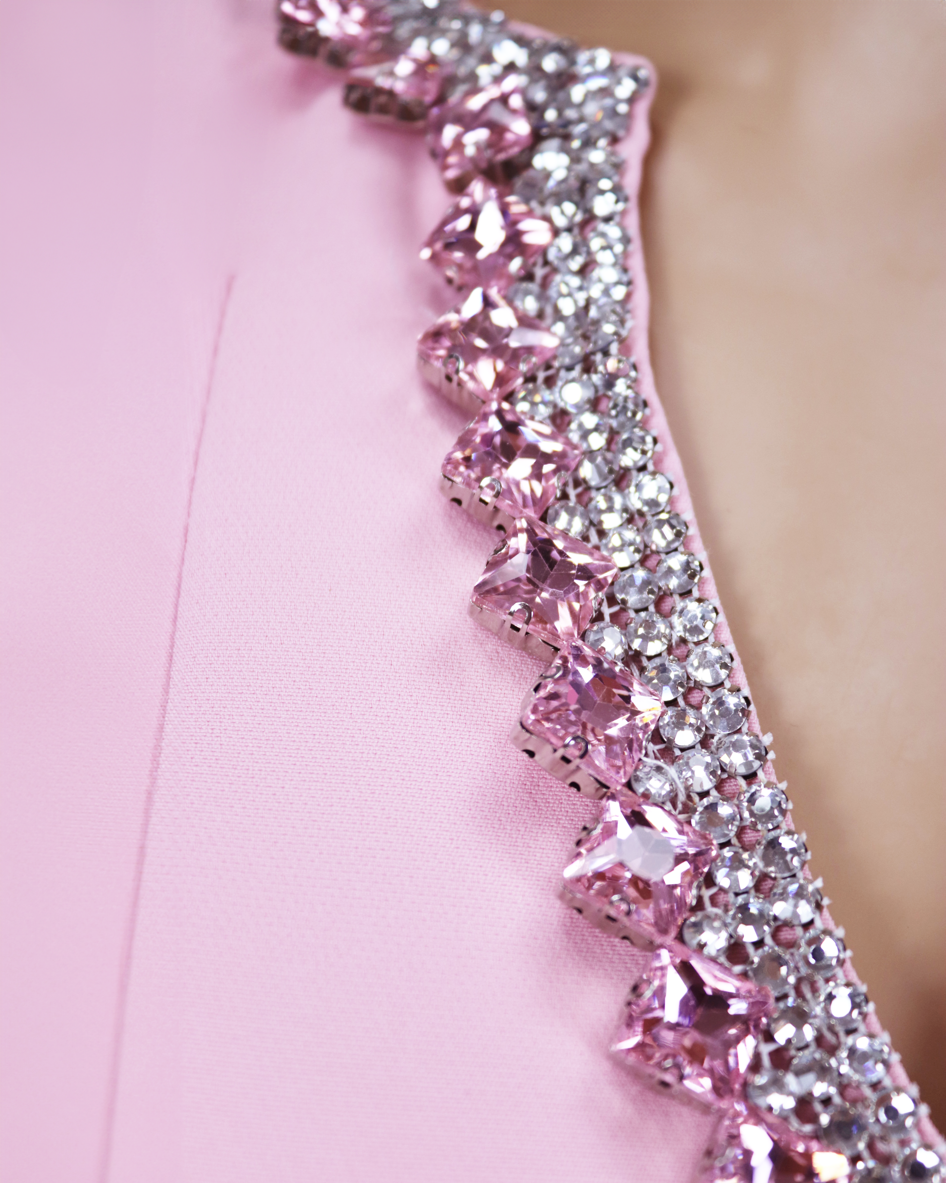 Beaded pink dress with front slit-Norabel