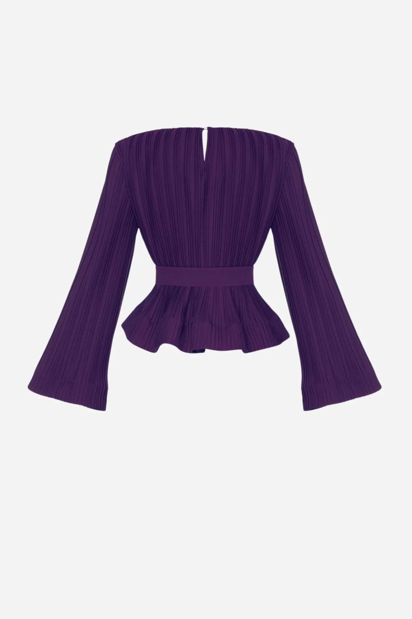 Pleated flared-sleeve top and maxi skirt set with waist belt – Rosiny