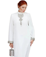 Embellished high-neck gown with cuff detail – Lusen