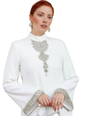 Embellished high-neck gown with cuff detail – Lusen
