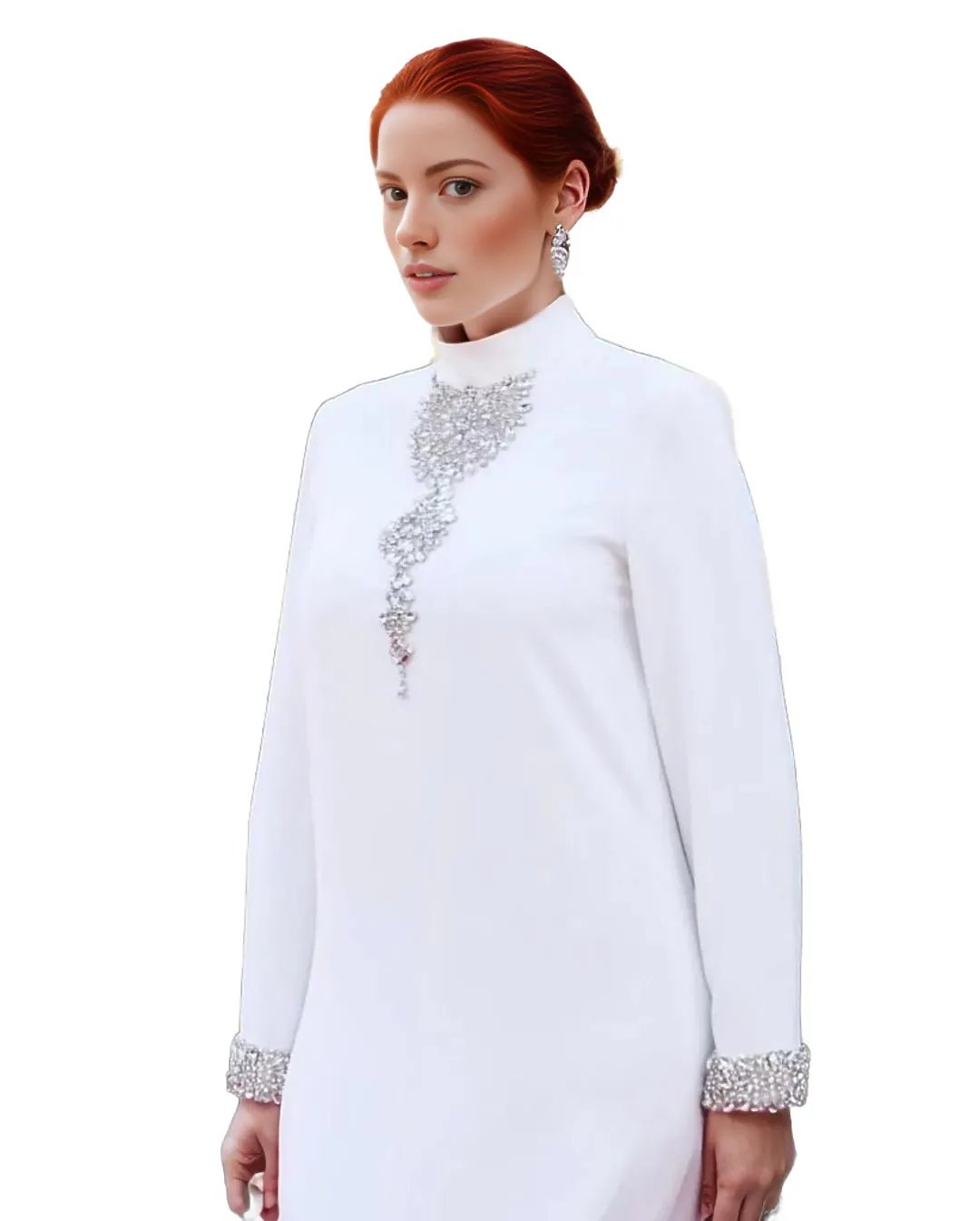 Embellished high-neck gown with cuff detail – Lusen
