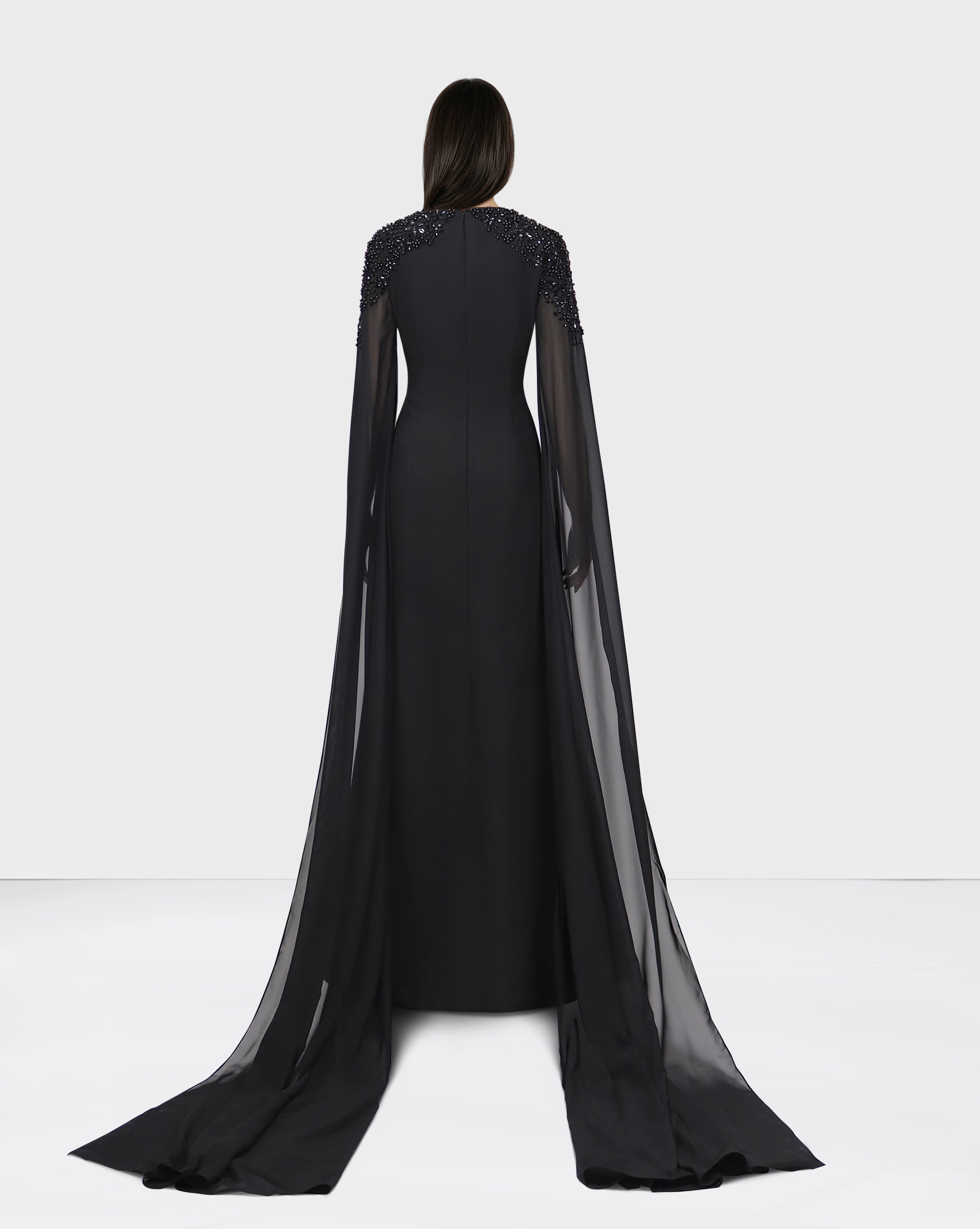 Beaded shoulders black dress with cape sleeves - Zoella