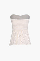 Knot Front Knit Embroidered Tube Top