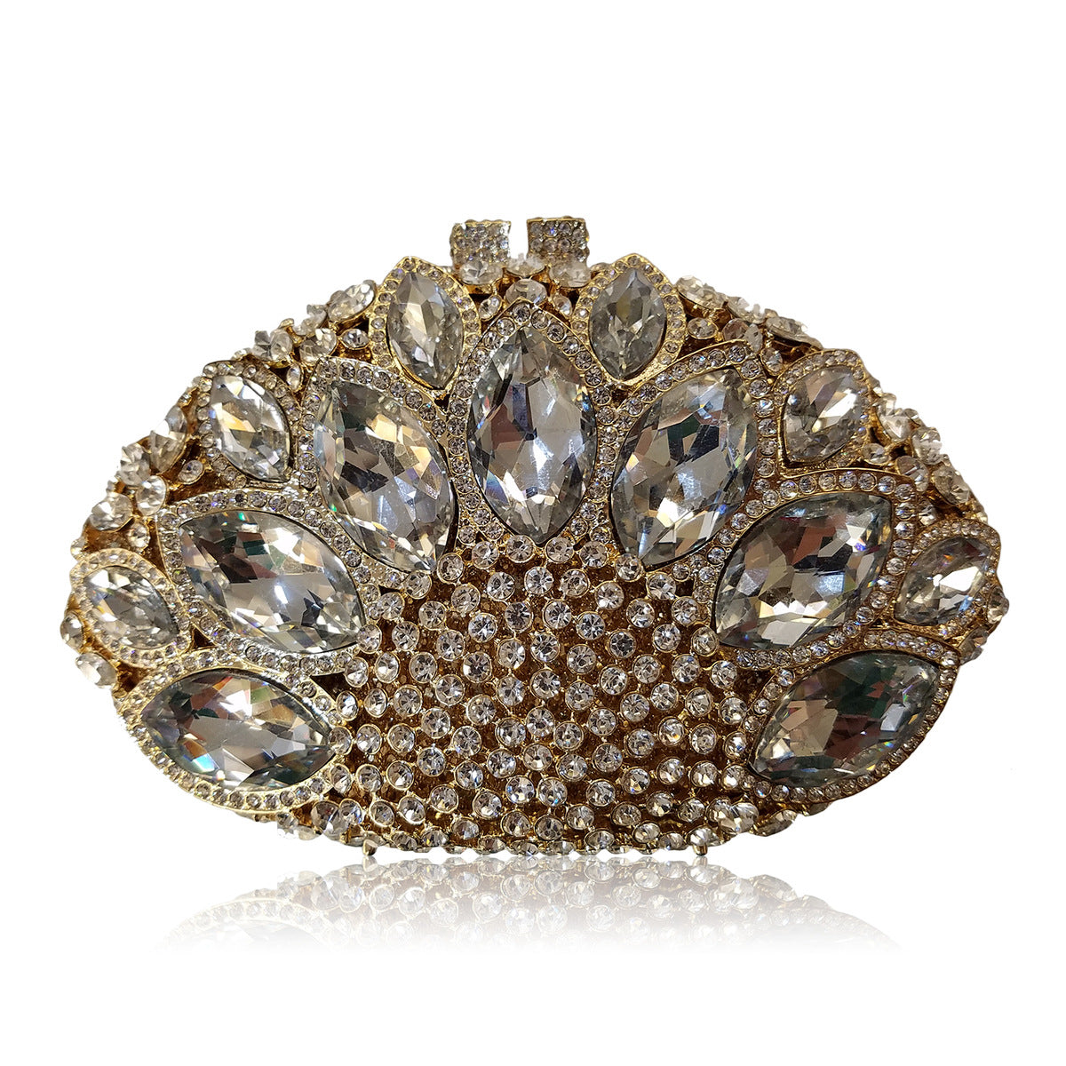 Rhinestone-encrusted clutch with large red gemstones - Nilsu