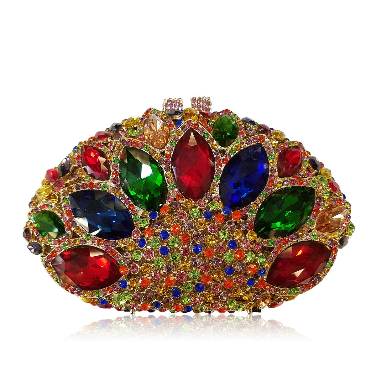 Rhinestone-encrusted clutch with large red gemstones - Nilsu