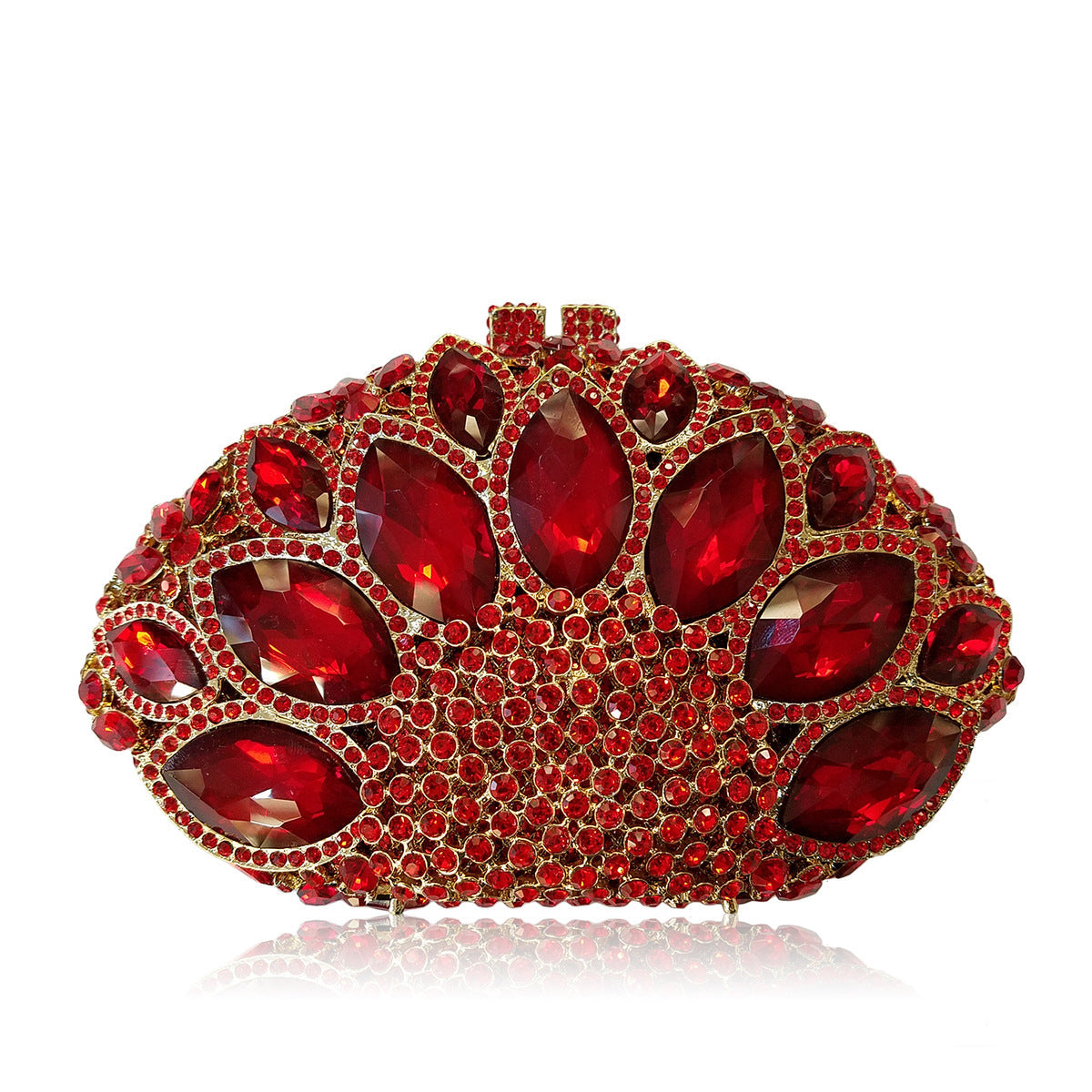 Rhinestone-encrusted clutch with large red gemstones - Nilsu
