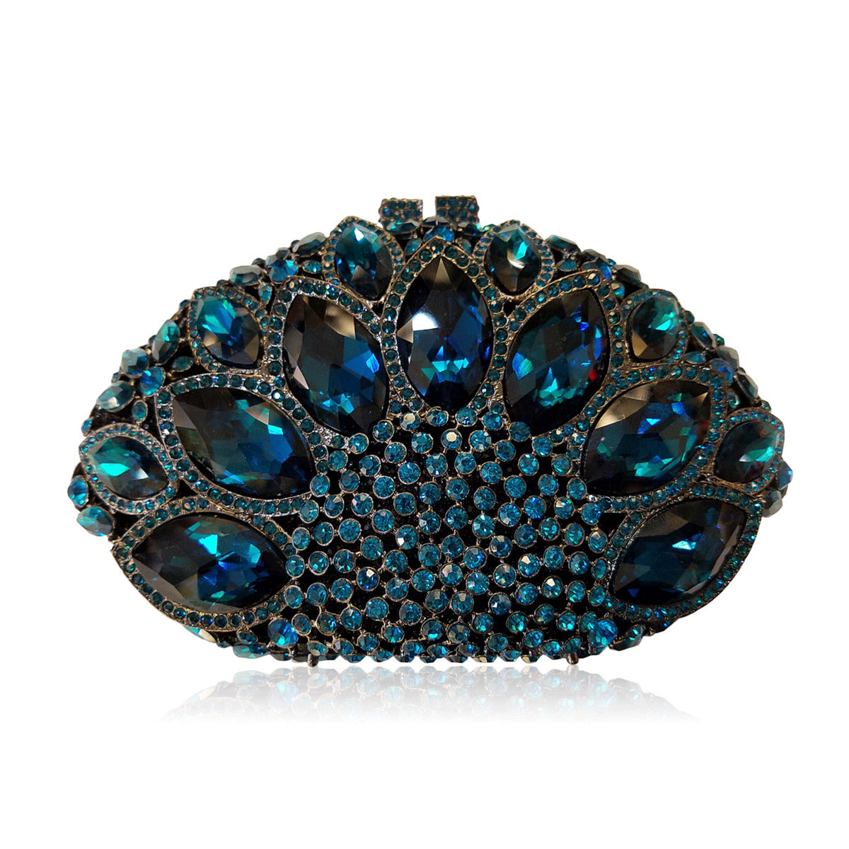 Rhinestone-encrusted clutch with large red gemstones - Nilsu