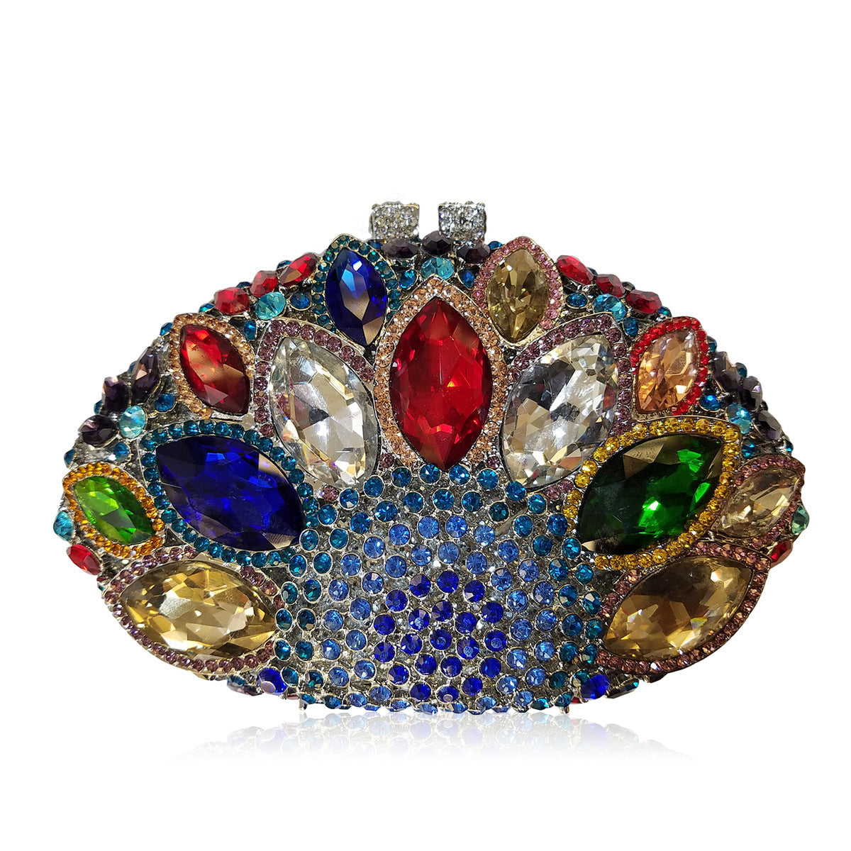 Rhinestone-encrusted clutch with large red gemstones - Nilsu