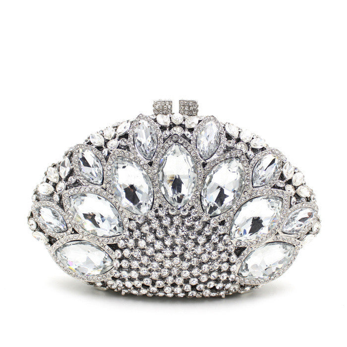 Rhinestone-encrusted clutch with large red gemstones - Nilsu