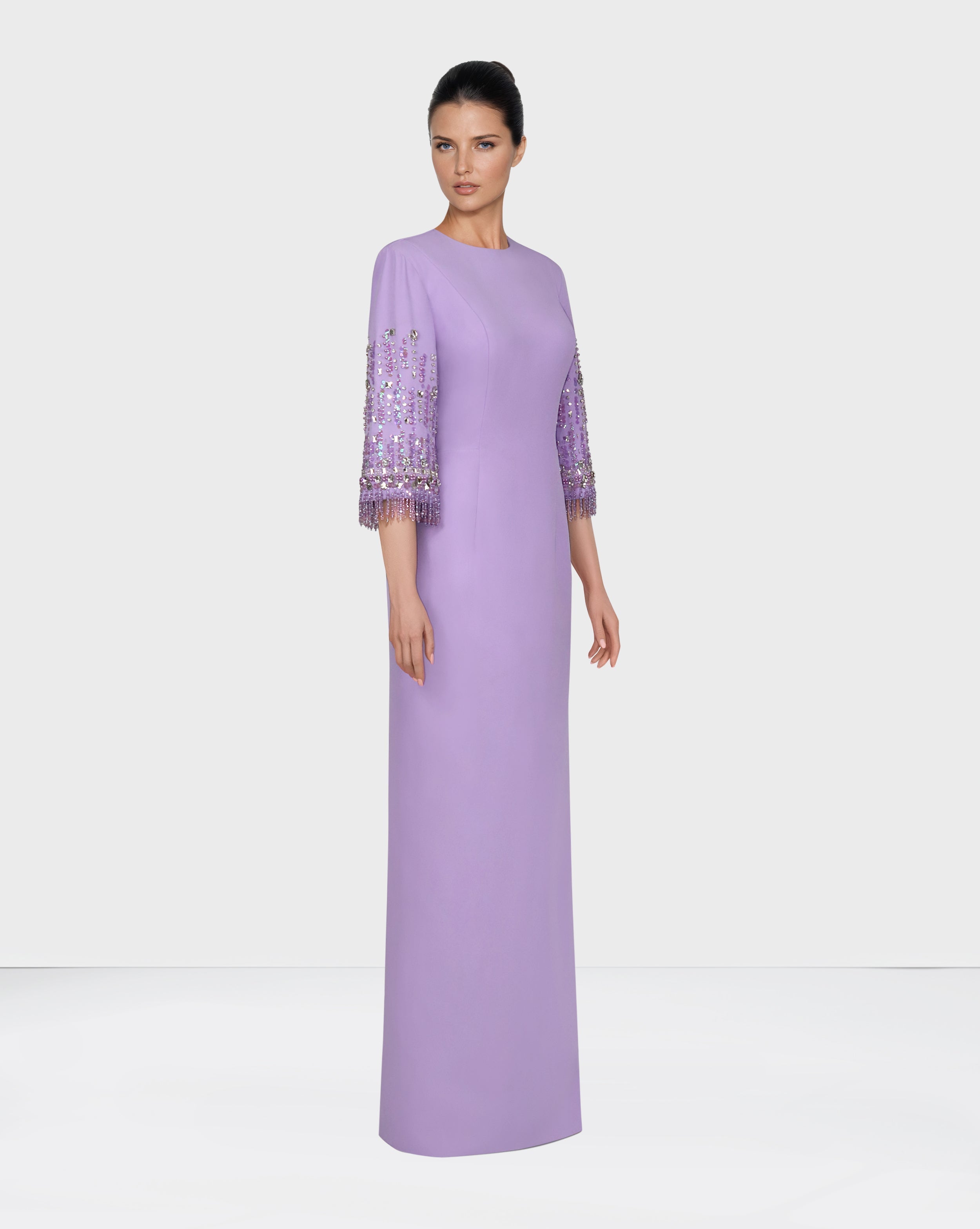 Beaded sleeve column gown – Bloma
