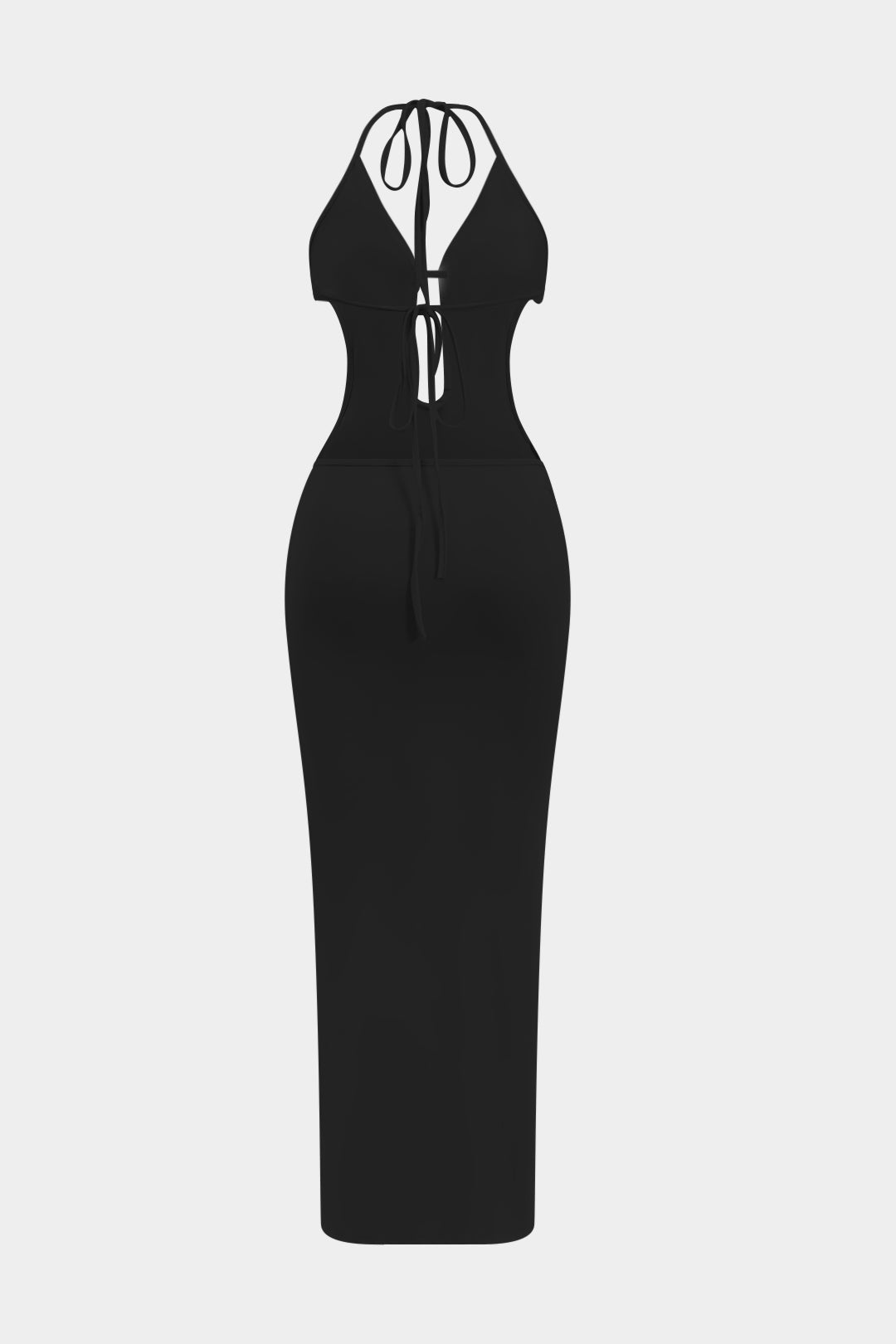 Ruffle Cut Out Tie Up Backless Maxi Dress