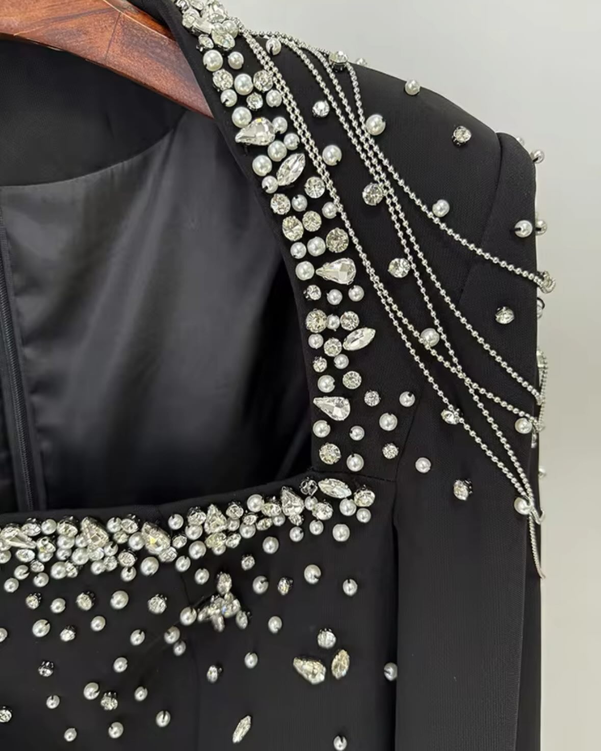 embellished column dress with shoulder cape - Nomalh